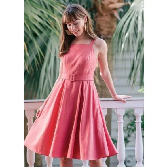 Gal Meets Glam Dresses | Nwt Gal Meets Glam Ruth Pink Linen Midi Dress 2P | Color: Pink/Red | Size: 2P | Mineswept's Closet